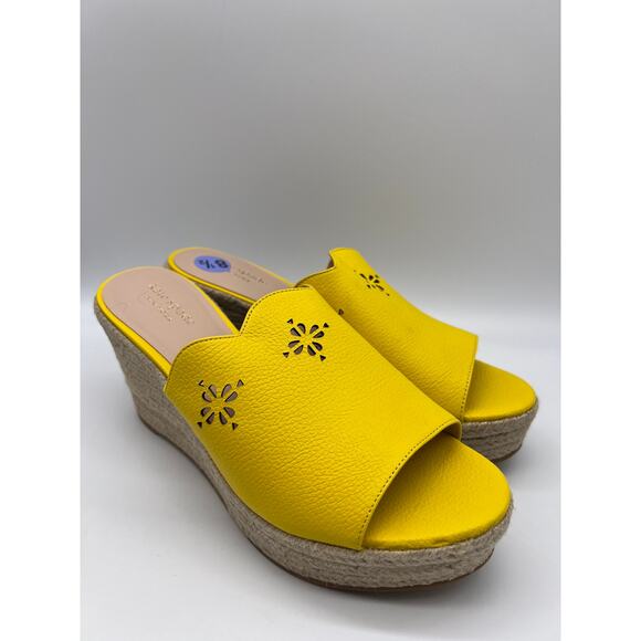 Kate Spade Tenley Espadrille Wedge Yellow Leather Size 8.5. - Picture 5 of 12